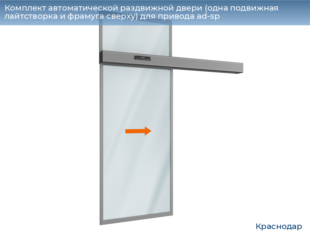 Комплект автоматической раздвижной двери (одна подвижная лайтстворка и фрамуга сверху) для привода ad-sp, 