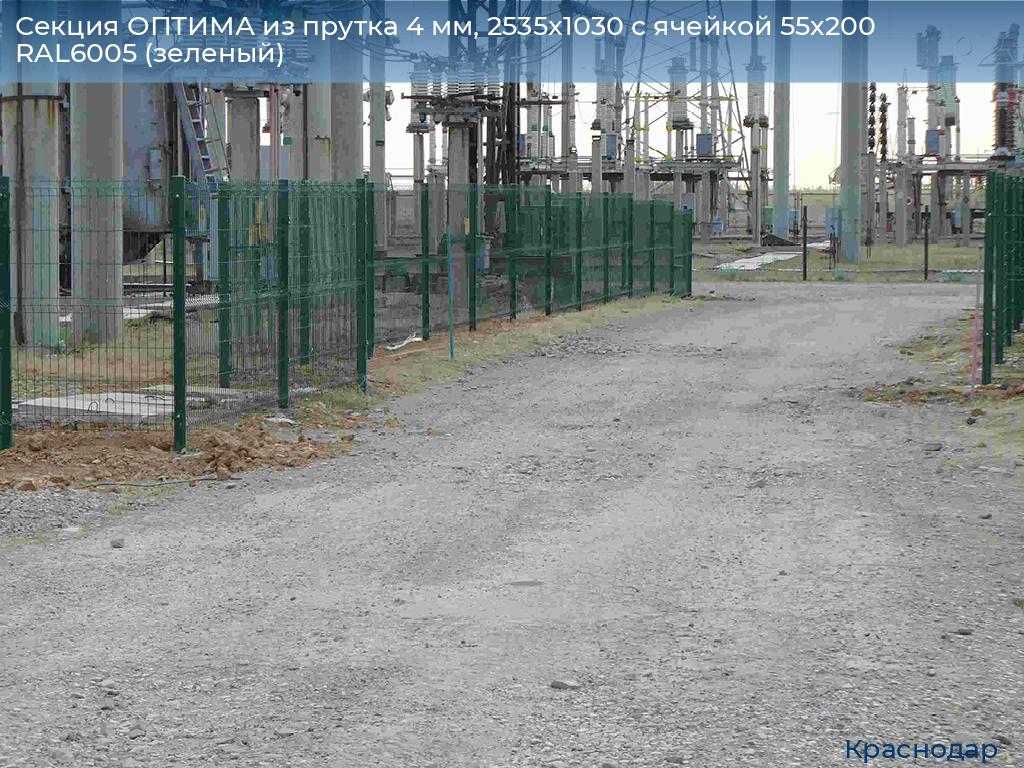 Секция ОПТИМА из прутка 4 мм, 2535x1030 с ячейкой 55х200 RAL6005 (зеленый), https://krasnodar.doorhan.ru
