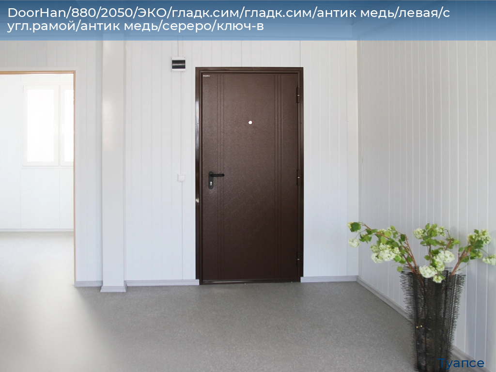 DoorHan/880/2050/ЭКО/гладк.сим/гладк.сим/антик медь/левая/с угл.рамой/антик медь/сереро/ключ-в, tuapse.doorhan.ru