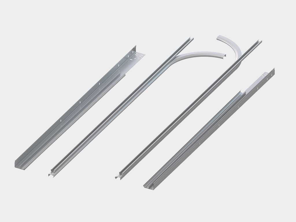 Комплект направляющих и угловых стоек из оцинкованной стали толщиной 1,5–2 мм обладает повышенной прочностью, имеет все необходимые для монтажа перфорации, собран на роботизированных комплексах.