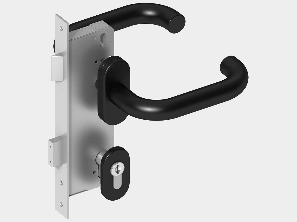 Замок с нажимной ручкой.